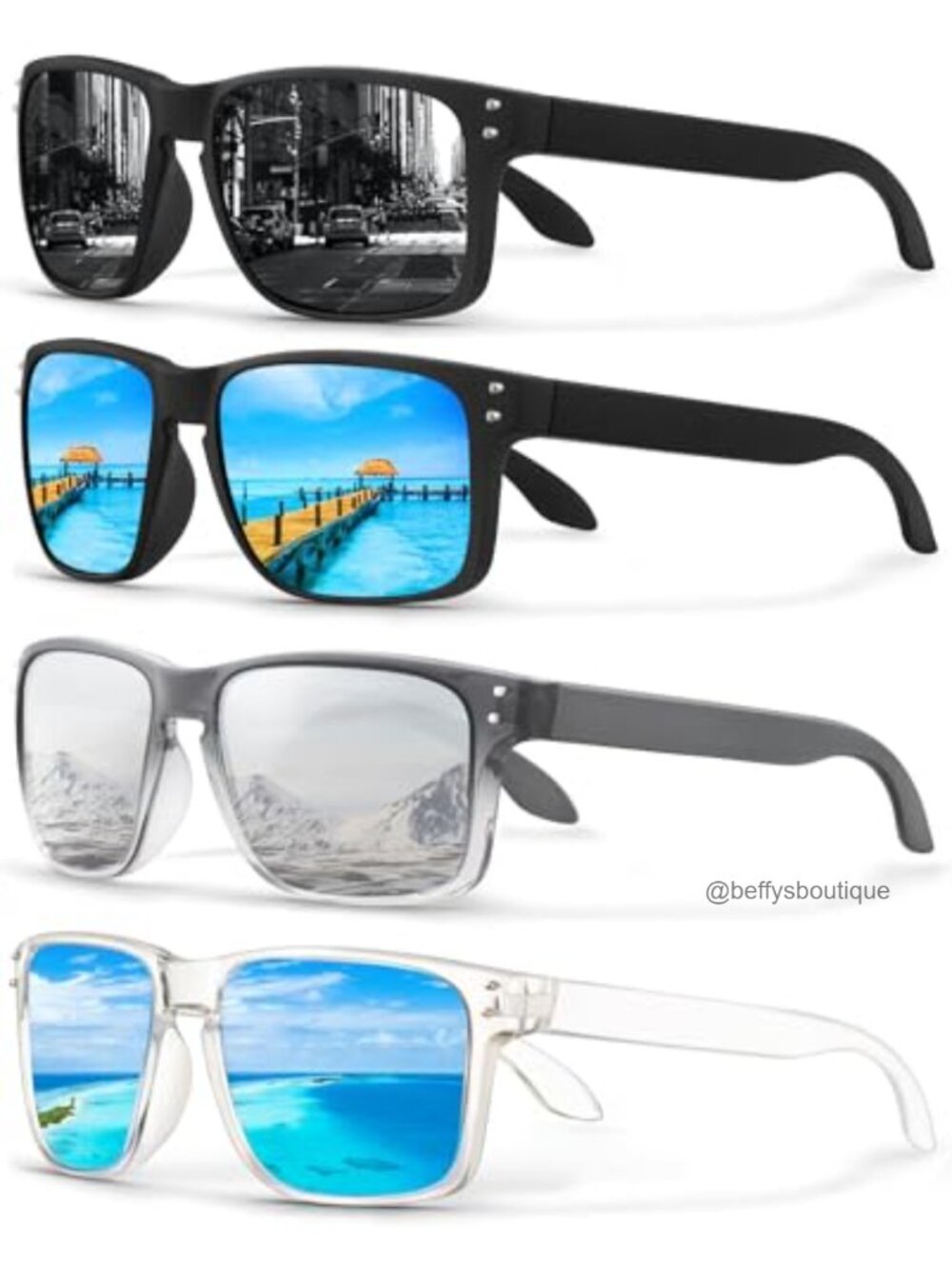 Polarized Square Sunglasses for Men & Women Matte Finish UV Protection